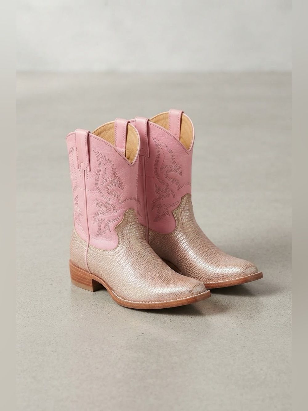 Ranger Pink Leather Exotic Cowgirl Cowboy Boots Kids Size 12 NWOB Made in Mexico